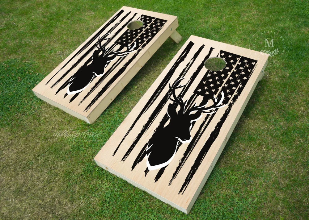 American Deer Flag Cornhole Boards