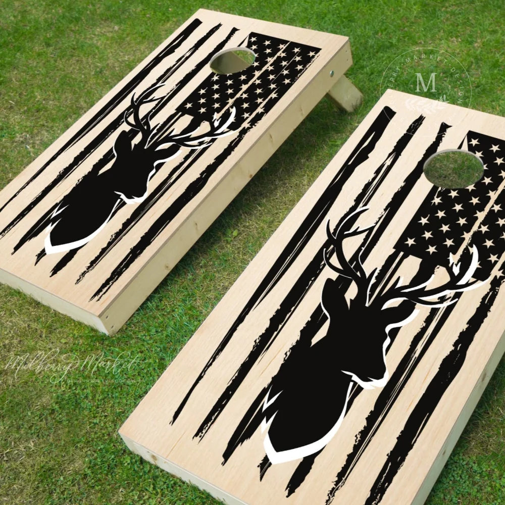 American Deer Flag Cornhole Boards