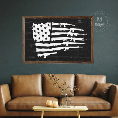 American Flag Gun Enthusiast Wood Wall Art Wood Framed Sign