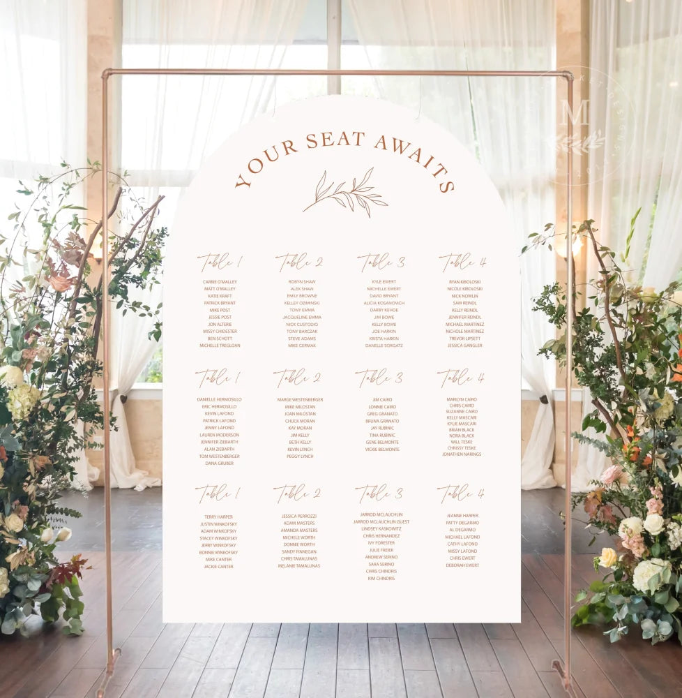 Arched Acrylic Wedding Seating Chart Sign