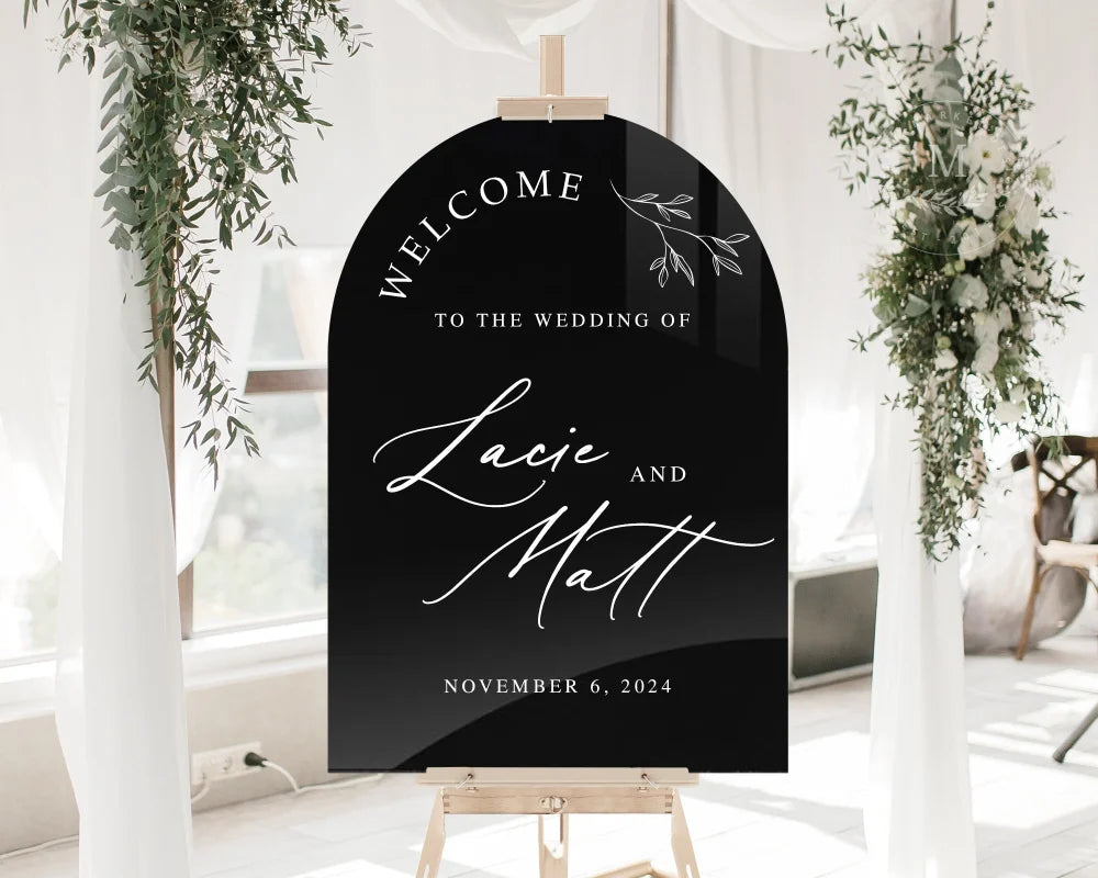 Arched Acrylic Wedding Welcome Sign