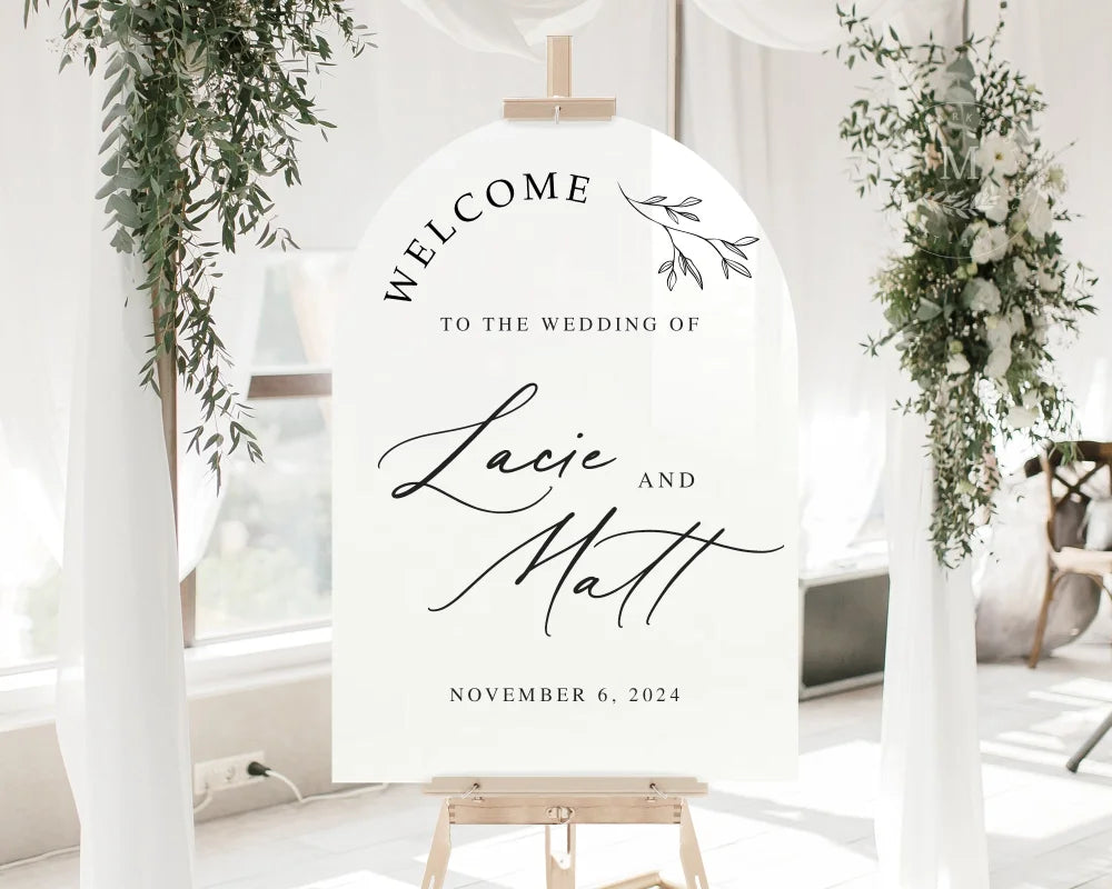 Arched Acrylic Wedding Welcome Sign