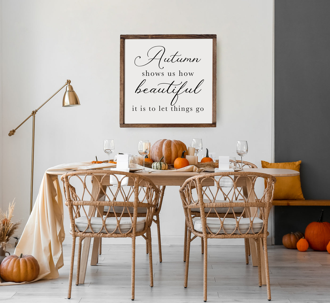 Autumn Shows Us How Beautiful Wood Framed Sign - Mulberry Market Designs