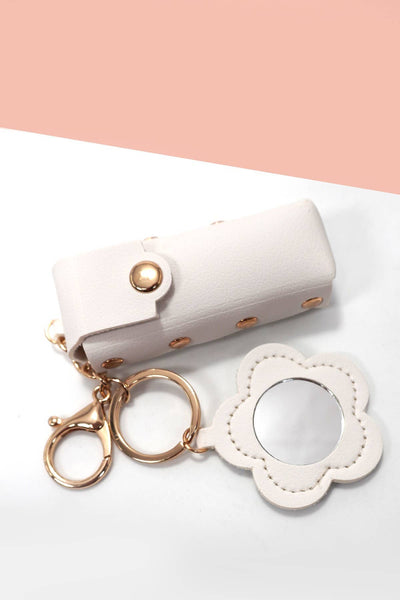 Leather Lipstick Holder Bag Keychain