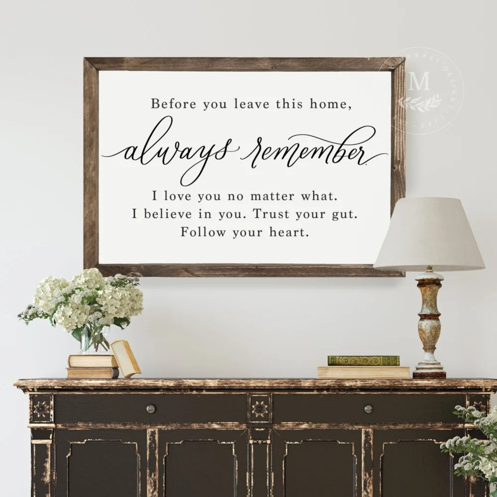 Before You Leave This Home Always Remember Farmhouse Sign Wood Framed Sign