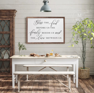 Bless The Food Before Us | Dining Room Sign Wood Framed Sign
