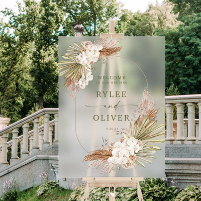 Boho Floral Acrylic Wedding Welcome Sign - Mulberry Market Designs