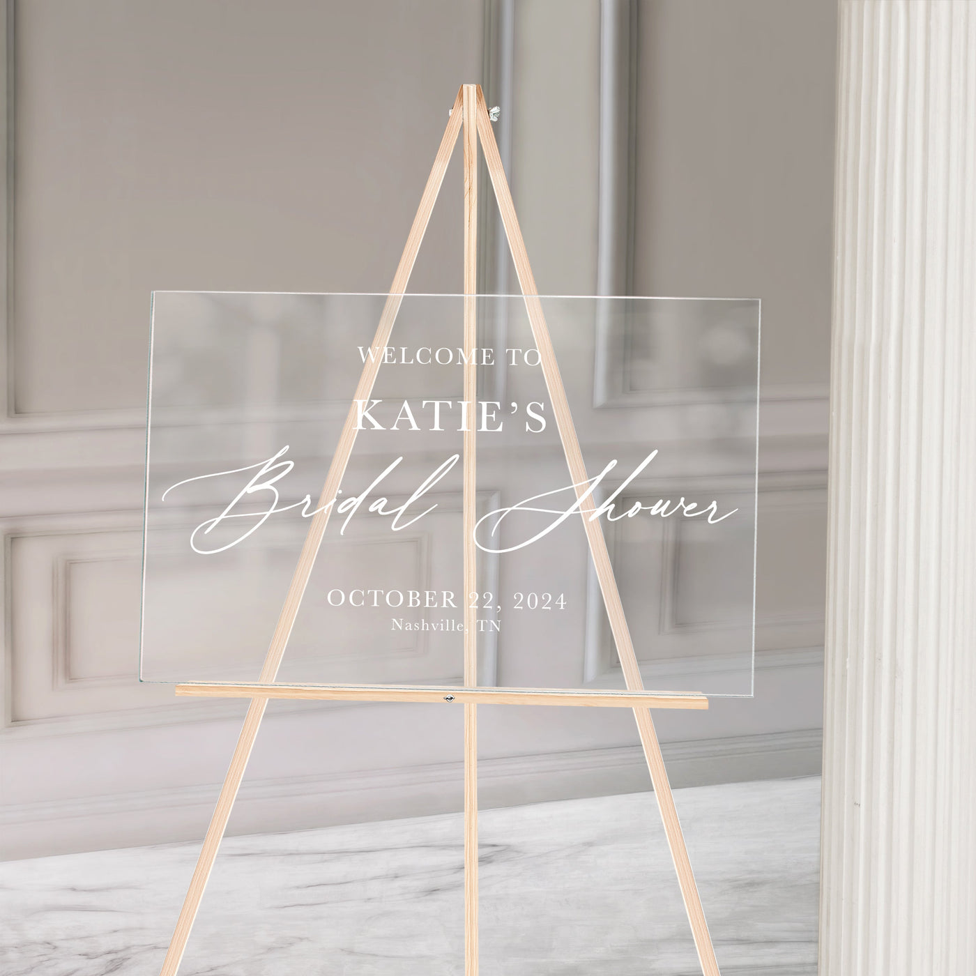 Acrylic Bridal Shower Sign - Custom Wedding Reception Sign - Mulberry Market Designs