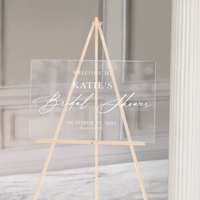 Acrylic Bridal Shower Sign - Custom Wedding Reception Sign - Mulberry Market Designs
