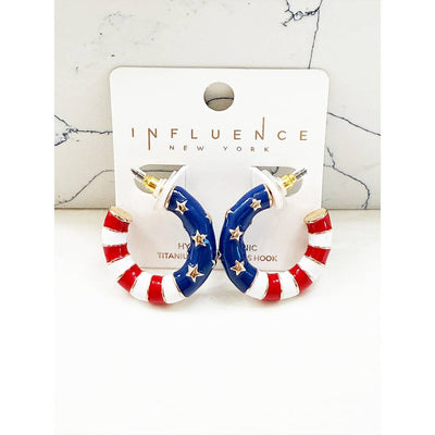 American Flag Hoop Earrings