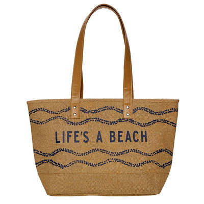 Life's A Beach Jute Tote Beach Bag