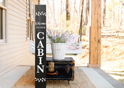 Welcome to Our Cabin Wood Porch Welcome Sign - Mulberry Market Designs