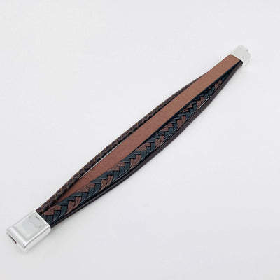 Handmade Leather Cross Men's Magnetic Buckle Bracelet