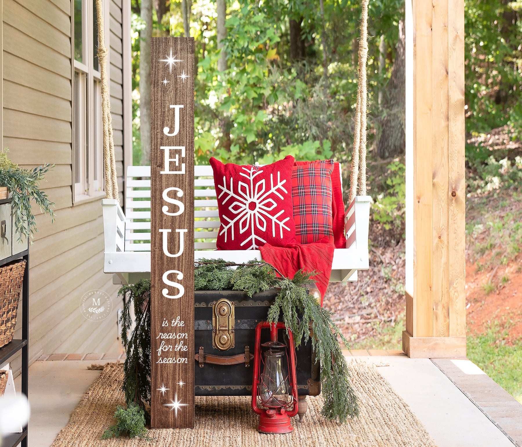 Jesus is the Reason for the Season Christmas Porch Sign Farmhouse Christmas