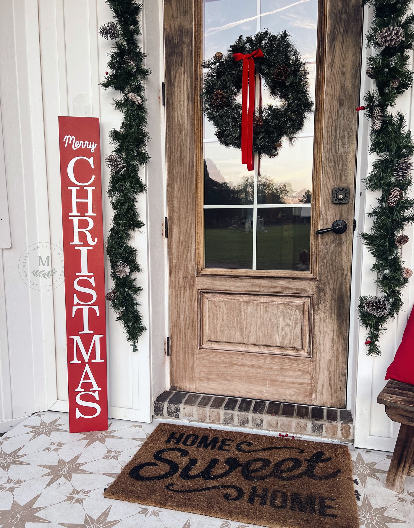 Merry Christmas Leaning Porch Sign - Mulberry Market Designs