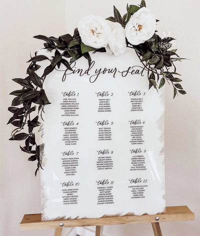 Acrylic Wedding Seating Chart Sign | Acrylic Seating Chart | White Acrylic Wedding Seating Sign | Wedding Seating Plan | Seating Charts | Acrylic Signs | Wedding Sign 