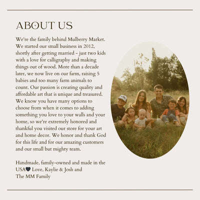 a family photo with the words about us