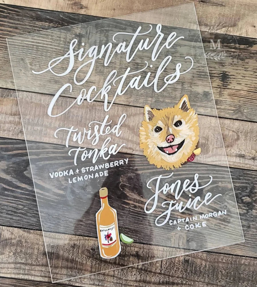 Dog Acrylic Wedding Signature Drink Sign