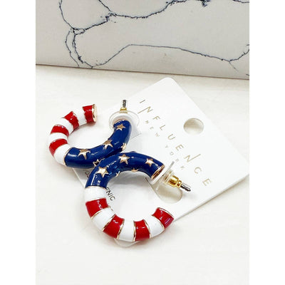 American Flag Hoop Earrings