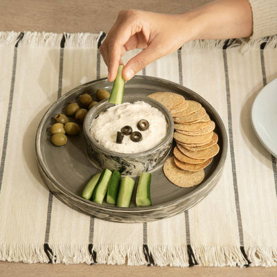 Handcrafted Stoneware Food & Dip Serving Tray