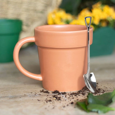 Plant Pot Ceramic Mug and Shovel Spoon - Mulberry Market Designs
