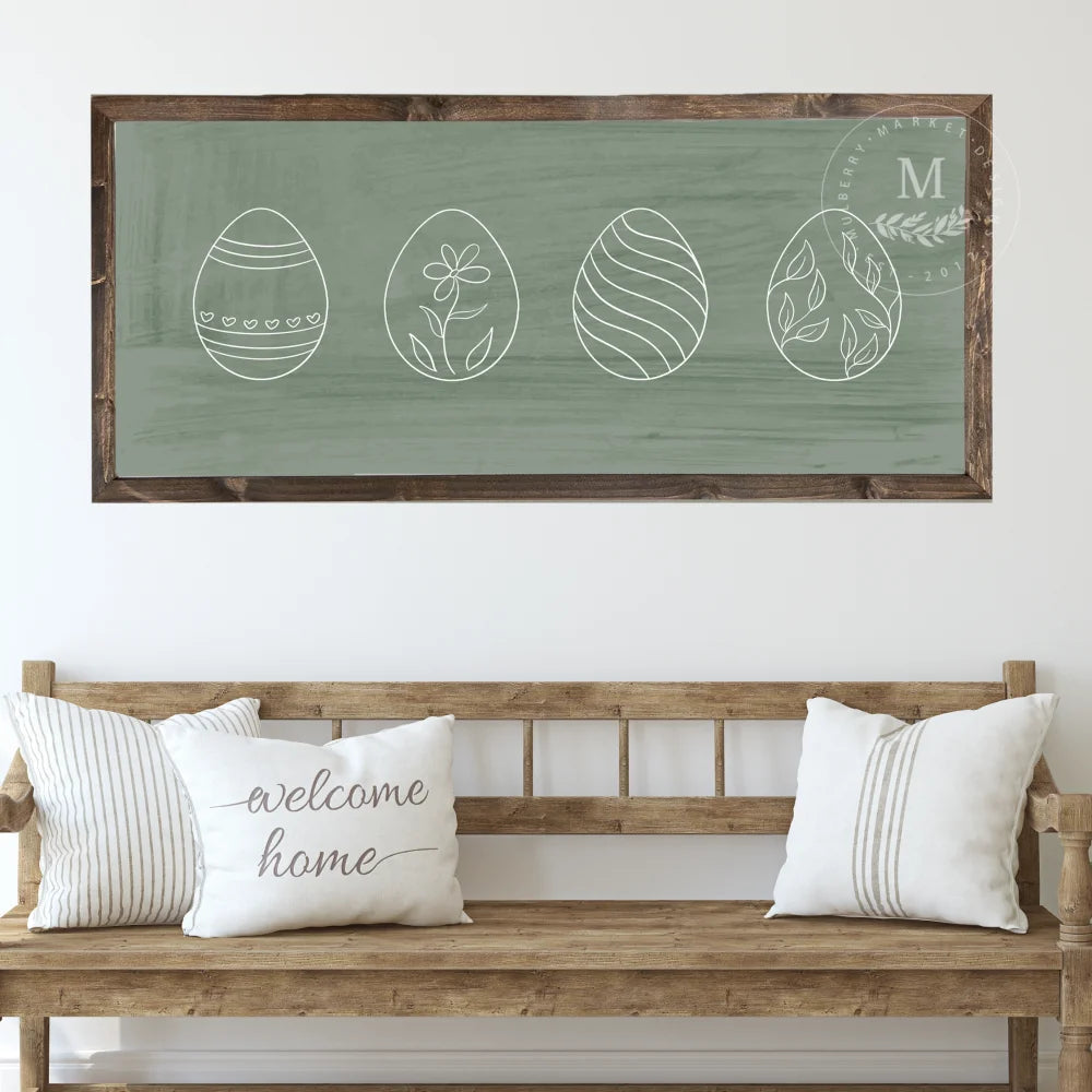 Easter Eggs Wood Framed Sign