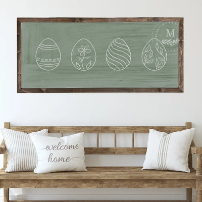 Easter Eggs Wood Framed Sign