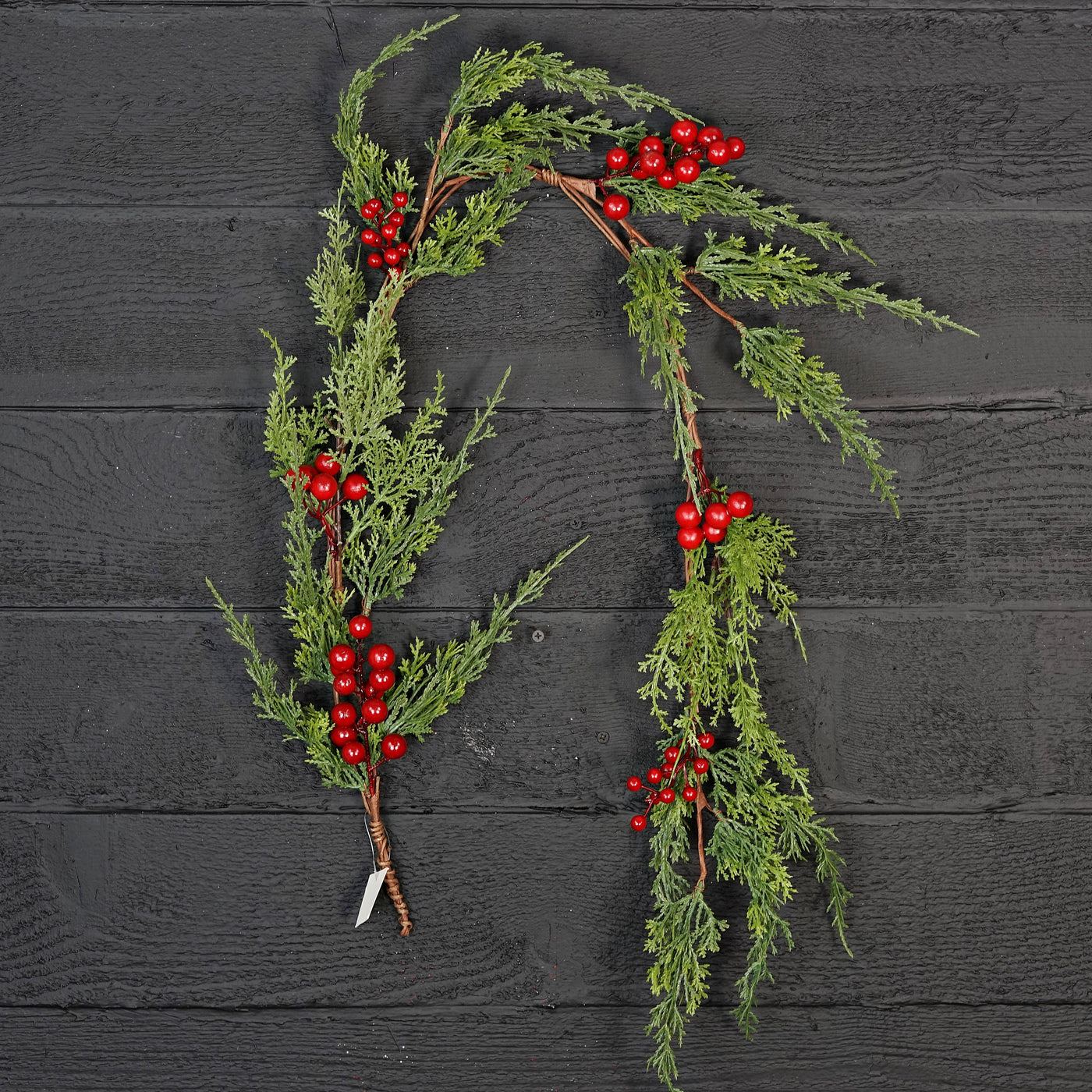 Frosted Christmas Cedar Pine and Red Berry Garland - Mulberry Market Designs