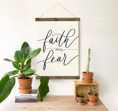Faith Over Fear Tapestry Canvas Wall Decor Hanging