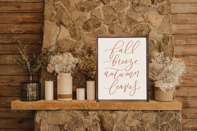 Fall Breeze Autumn Leaves Wood Framed Sign - Mulberry Market Designs