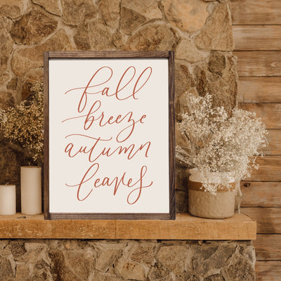 Fall Breeze Autumn Leaves Wood Framed Sign - Mulberry Market Designs