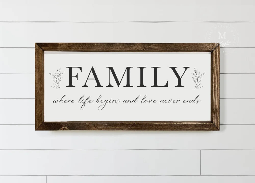 Family Where Life Begins Sign Wood Framed Sign