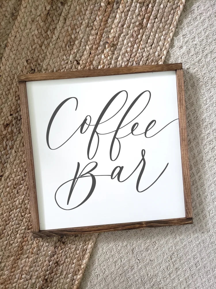 Farmhouse Coffee Bar Sign Wood Framed
