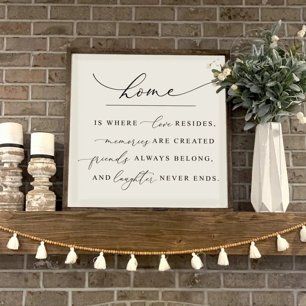 Farmhouse Home Is Where Love Resides Wood Wall Art Wood Framed Sign