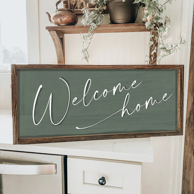 Farmhouse Welcome Home | Wood Framed Sign