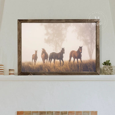 Field Of Horses Framed Art Print Wood Framed Sign