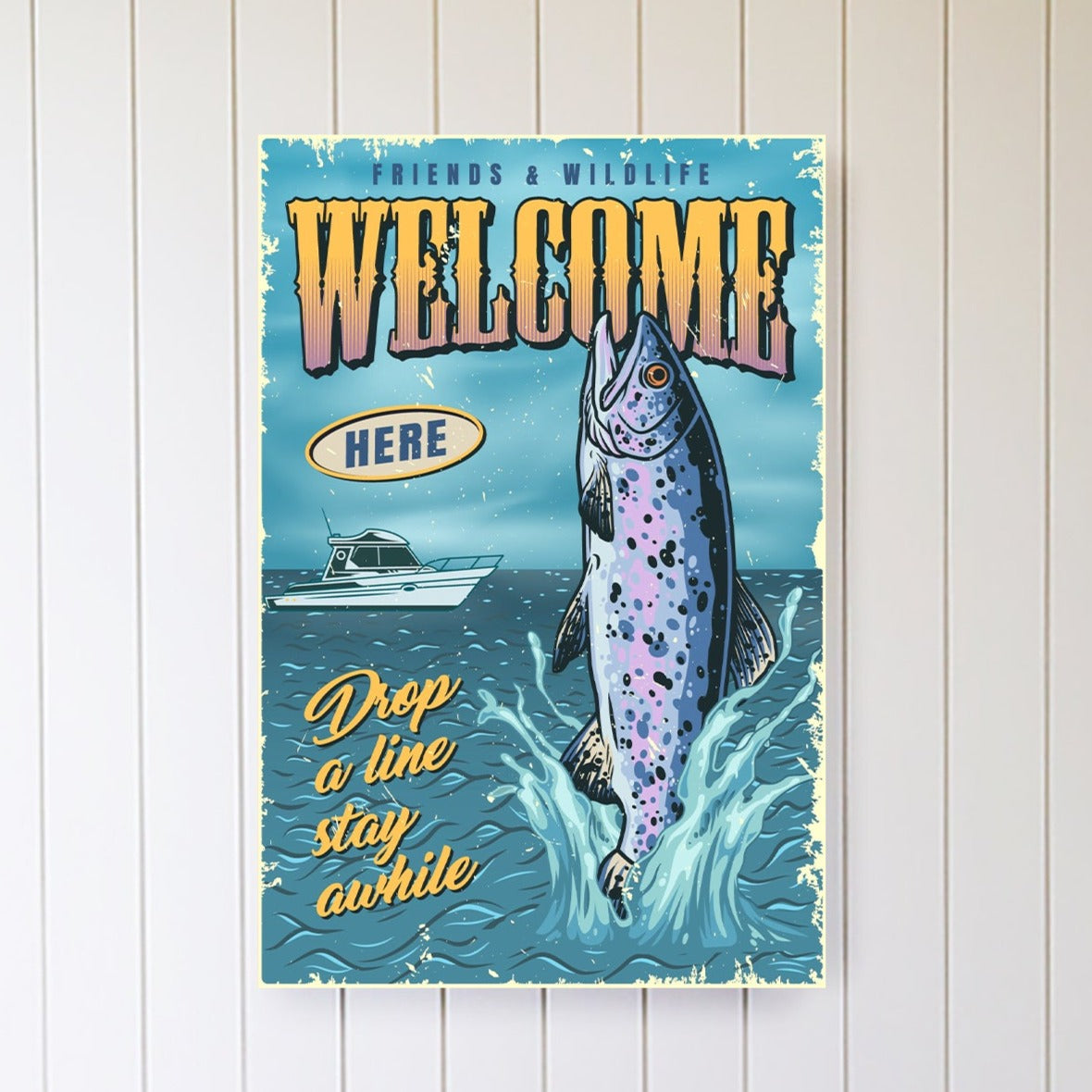Wildlife Welcome Fishing Metal Sign - Mulberry Market Designs