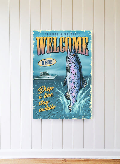 Wildlife Welcome Fishing Metal Sign - Mulberry Market Designs