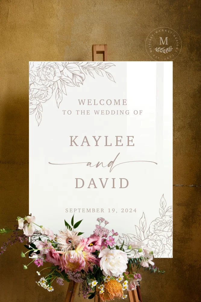 Floral Acrylic Wedding Welcome Sign