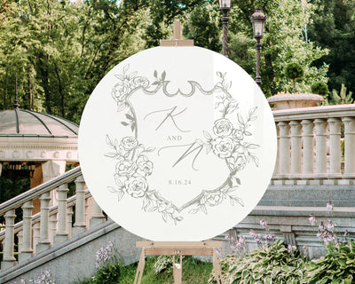 Vintage Crest Round Acrylic Wedding Welcome Sign - Mulberry Market Designs