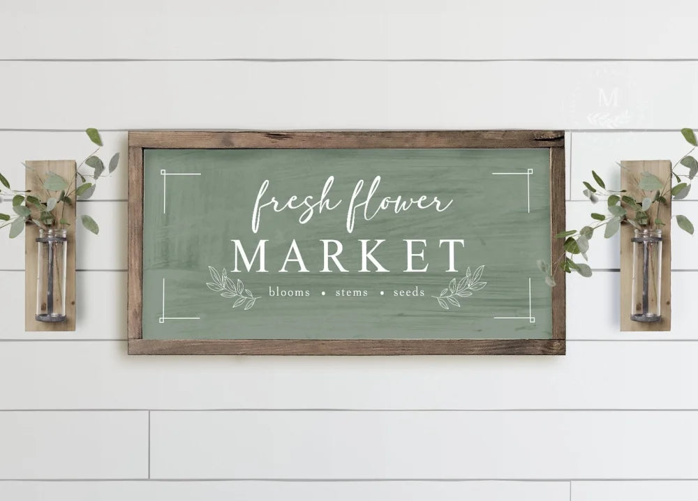 Fresh Flower Market | Wood Framed Sign