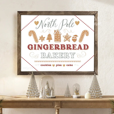 Gingerbread Bakery Farmhouse Christmas Sign Wood Framed Sign