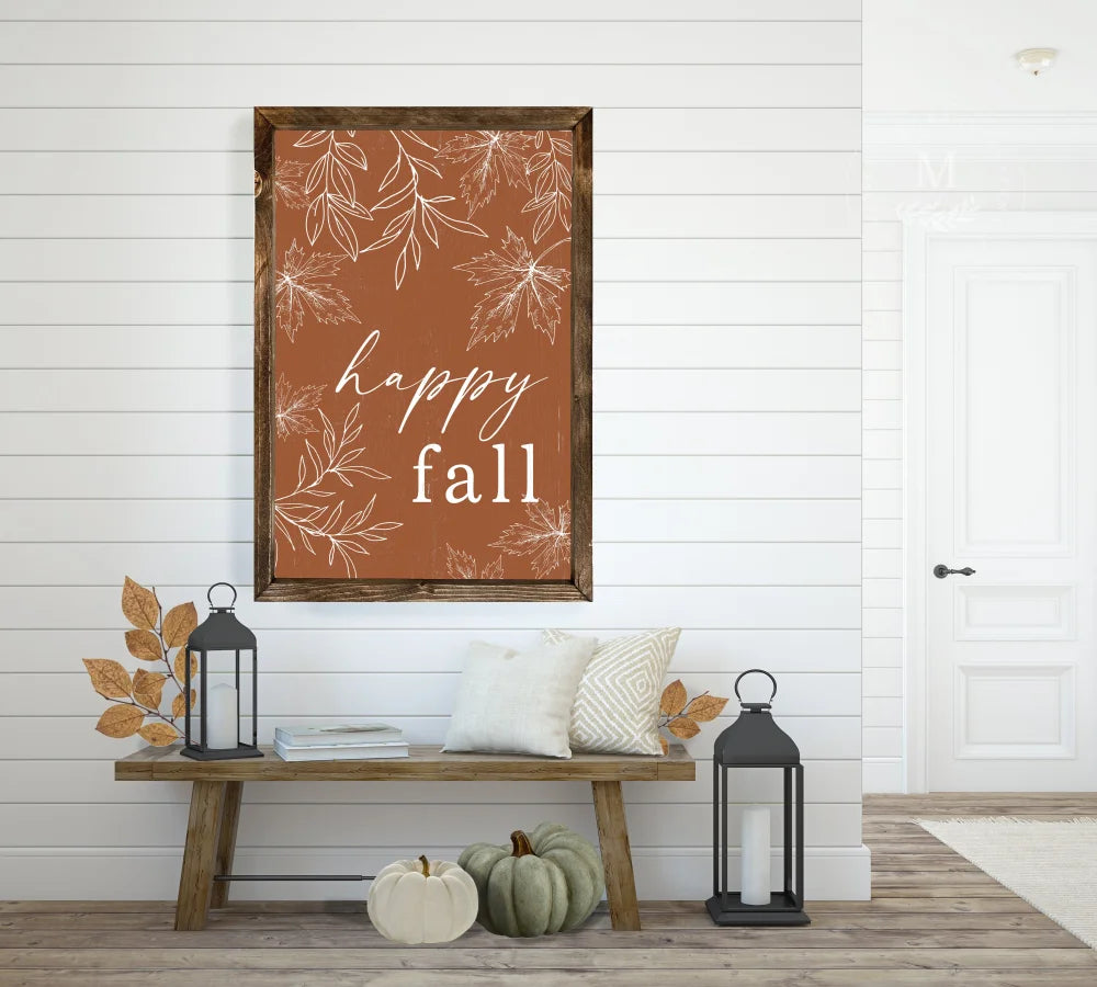 Happy Fall Wood Framed Sign Wood Framed Sign