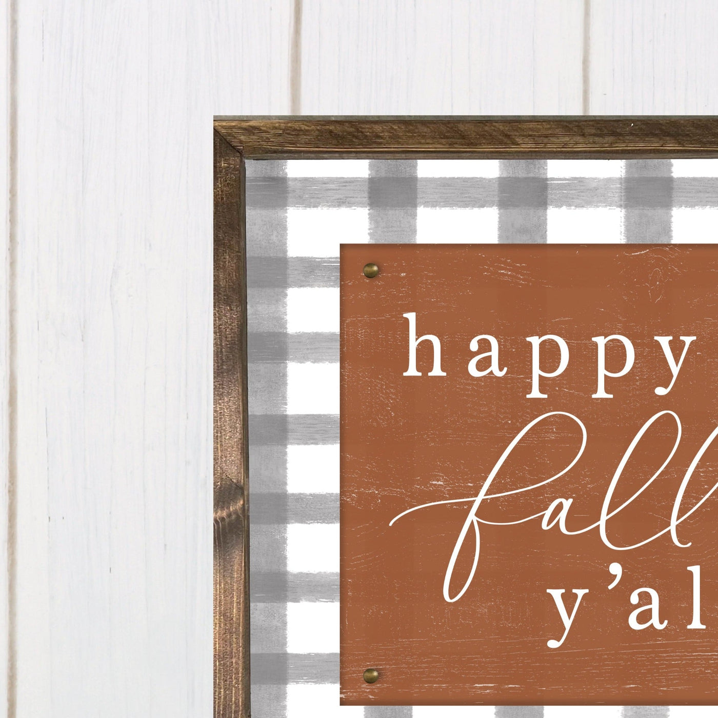 Happy Fall Yall Plaid Farmhouse Sign - Mulberry Market Designs