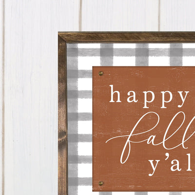 Happy Fall Yall Plaid Farmhouse Sign - Mulberry Market Designs