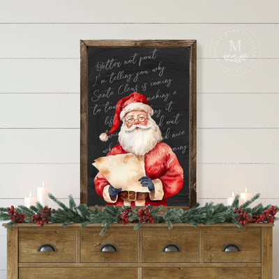 Hes Making A List Santa Christmas Sign Wood Framed Sign