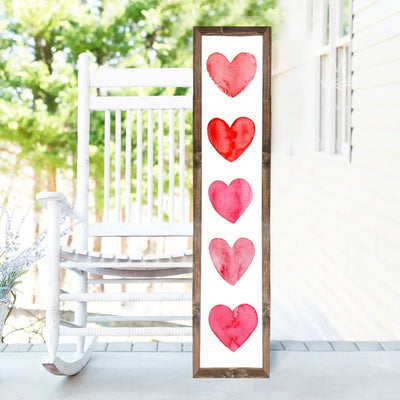 Hearts Valentines Day Wood Framed Porch Sign