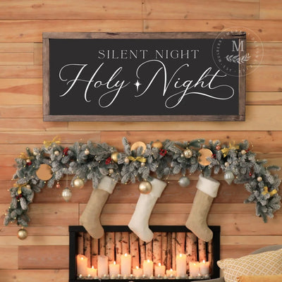 Holy Night Sign Silent Christmas | Wood Framed Wood Framed Sign