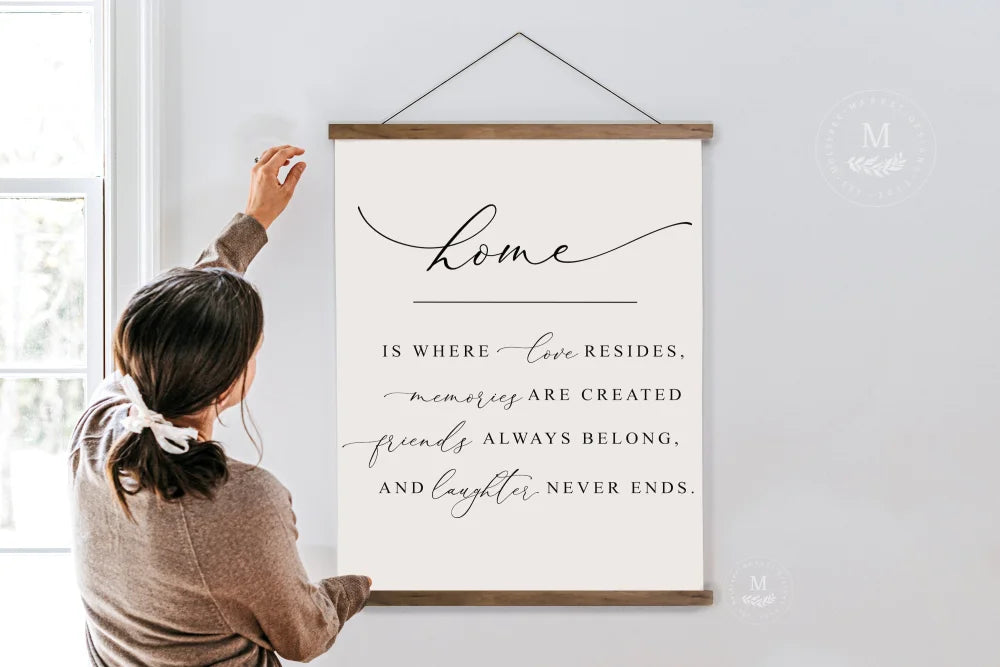 Home Is Where Love Resides Hanging Canvas Sign