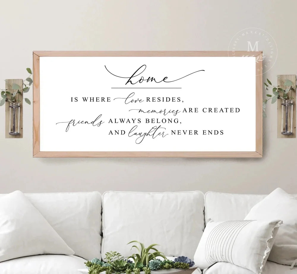 Home Is Where Love Resides Wood Sign 20X10 / Natural | Raw